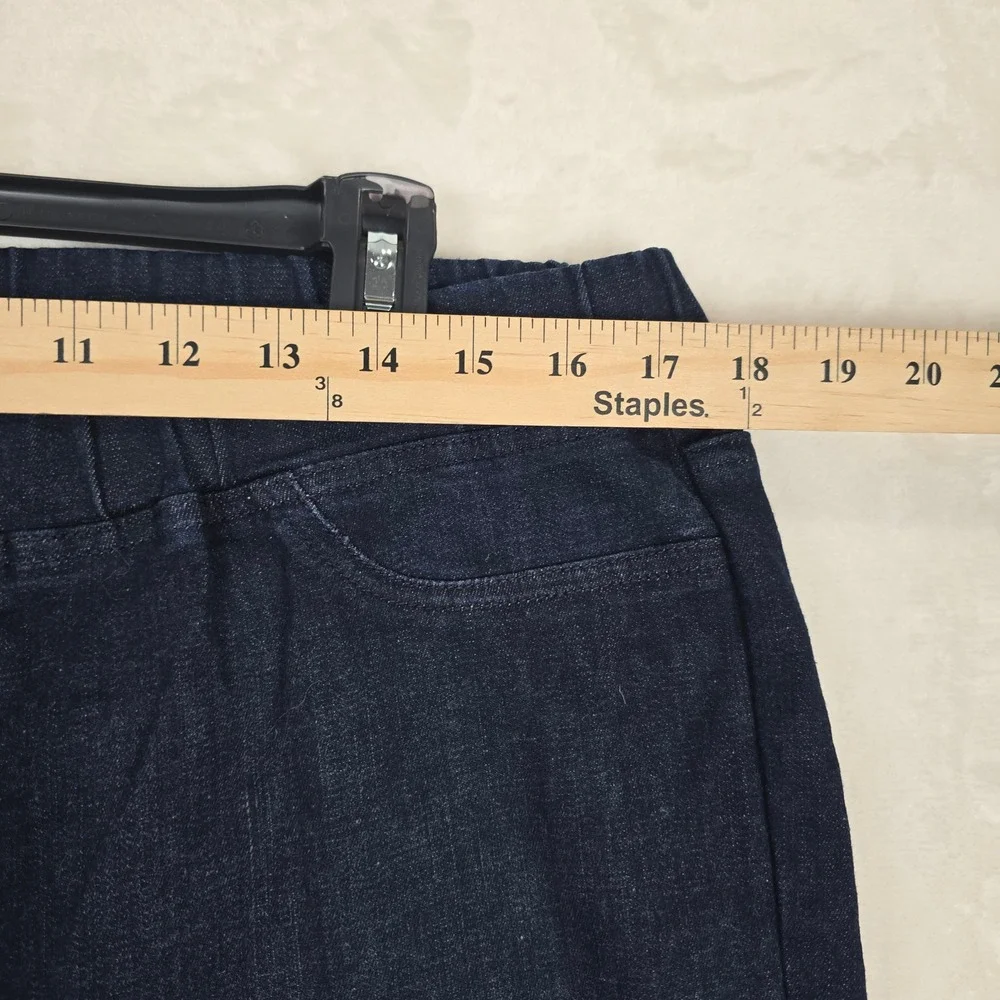 Eileen Fisher Womens Dark Wash Organic Cotton Stretch Pull On Denim Leggings L